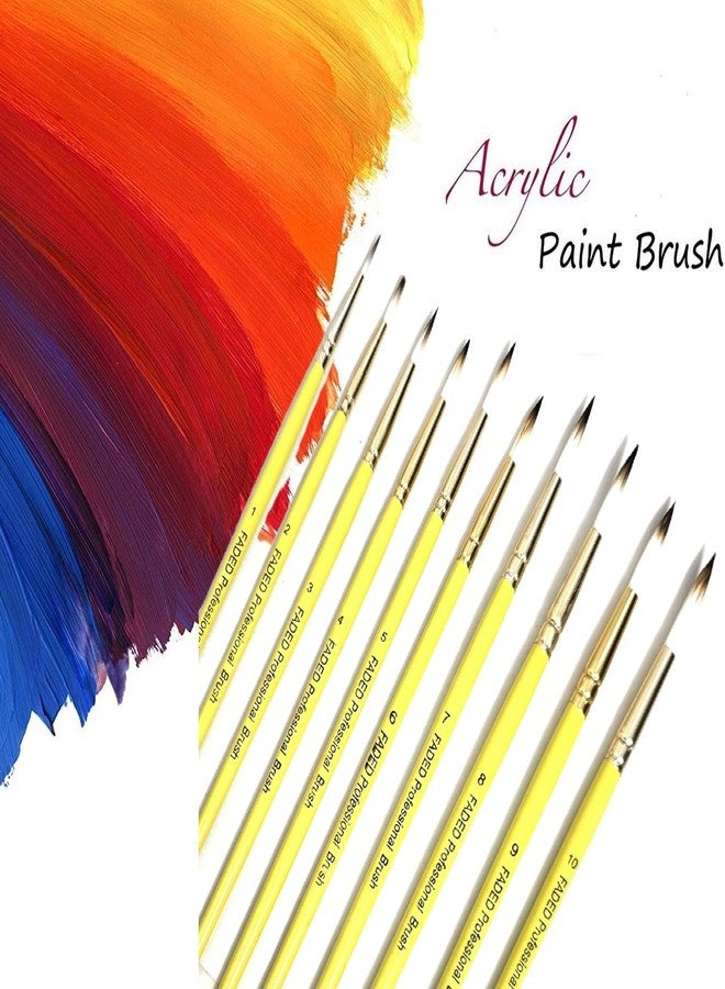 Faded 10 Piece Handmade Professional Paintbrush Set - Synthetic Hair Brushes for Acrylic & Watercolor Painting | Artist-Grade Brushes for Canvas, Paper, Crafts & DIY Art Projects (Round) - Image 4